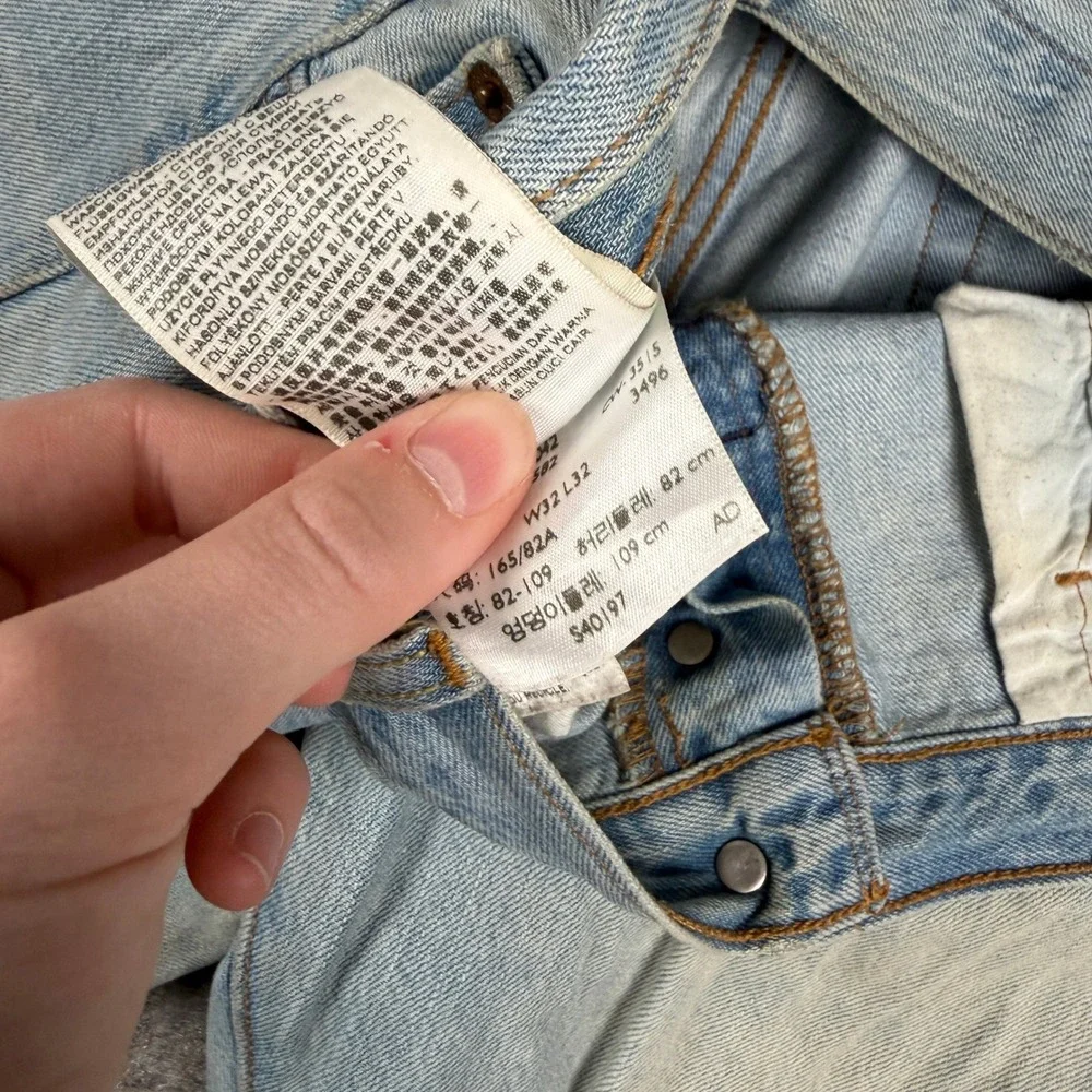 Levi's‎ 501 Jeans Mens 36x30 Light Wash Distressed Button Fly Denim Pants Ripped